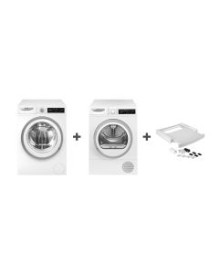 Smeg Bundle Offer 9 Kg Washer + 9 Kg Heat Pump Dryer + Stacking Kit