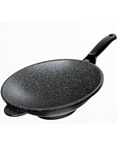Risoli Wok Granito Hard Stone with Black Handle, 30 cm, 0080GR/30HS0