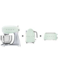 Smeg Bundle Offer Stand Mixer + Kettle + 4 Slice Toaster, Pastel Green