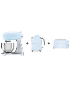 Smeg Bundle Offer Stand Mixer + Kettle + 4 Slice Toaster, Pastel Blue